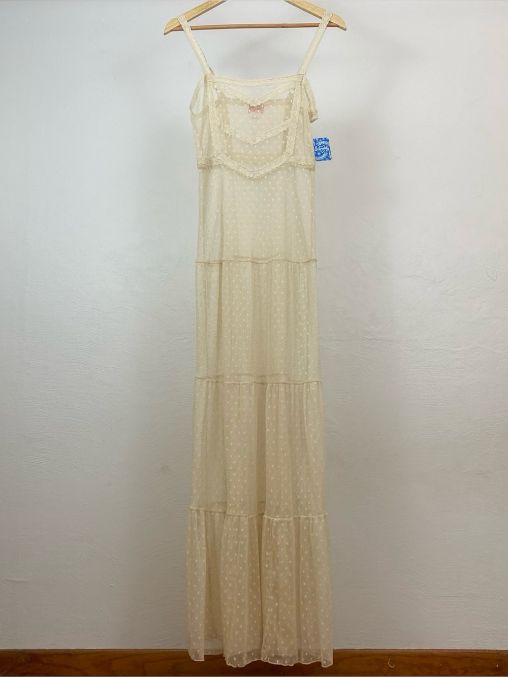 NWT Intimately Free People Point D'Esprit Maxi Slip - Antique - Size Small